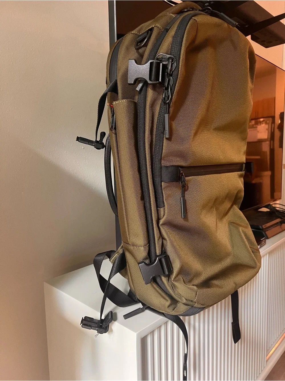 Aer Travel Pack 2 - Olive/Blaze Orange 33L Backpack (Huckberry Exclusive)